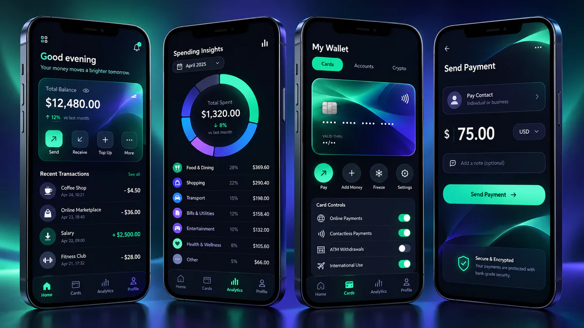 Digital Wallet & Expense App concept interface