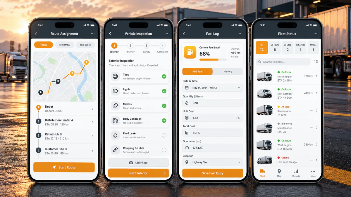 Fleet Driver & Inspection App concept interface