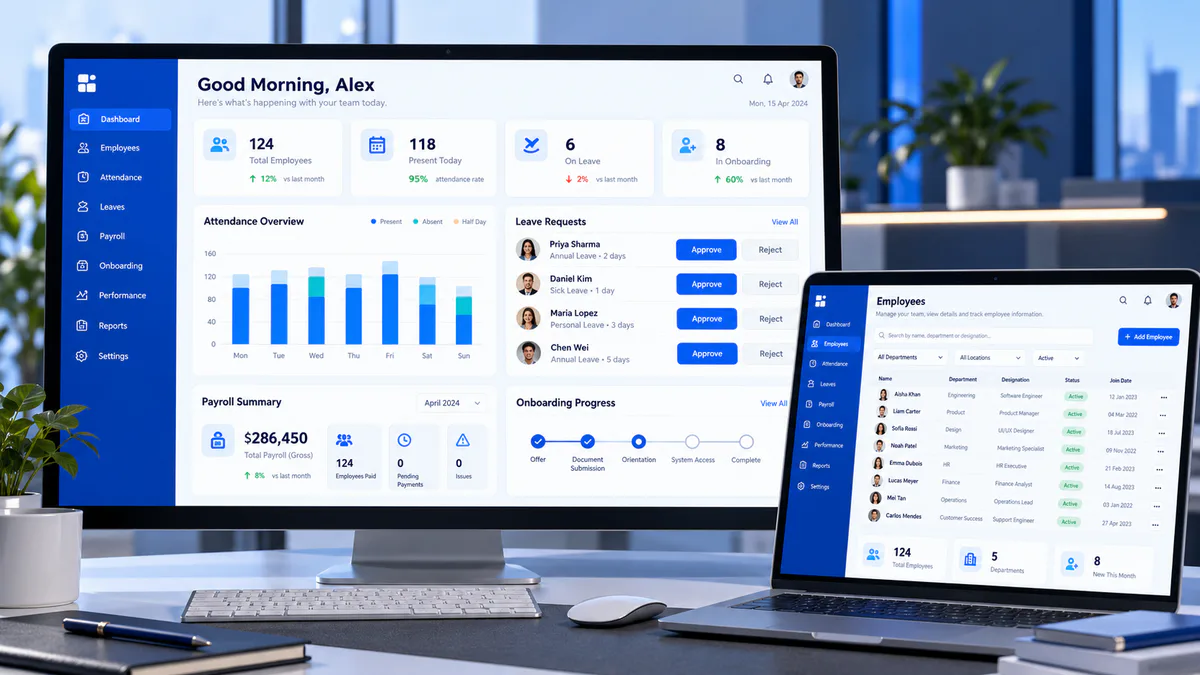 HRMS & Payroll Platform concept interface