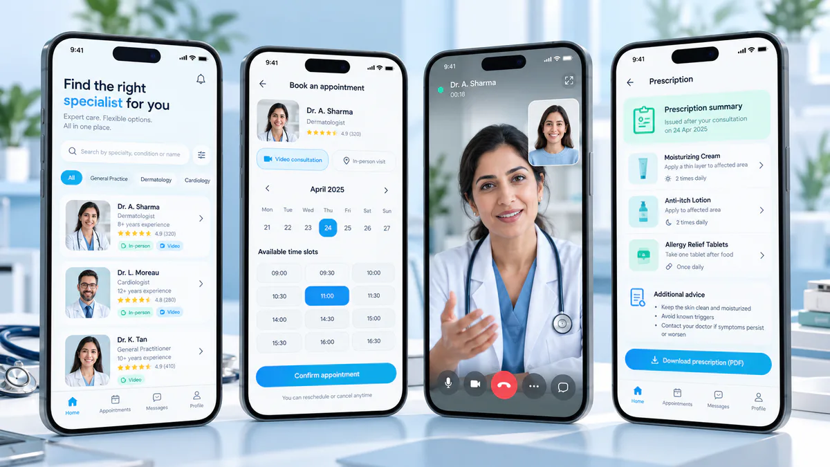 Telehealth & Appointment App concept interface